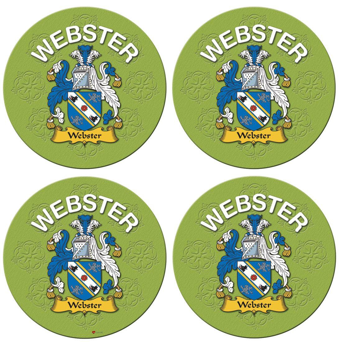 Webster English Ancestry Family Name Round Cork Coasters Set of 4