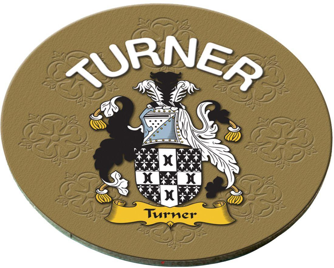 Turner English Ancestry Family Name Round Cork Coasters Set of 4