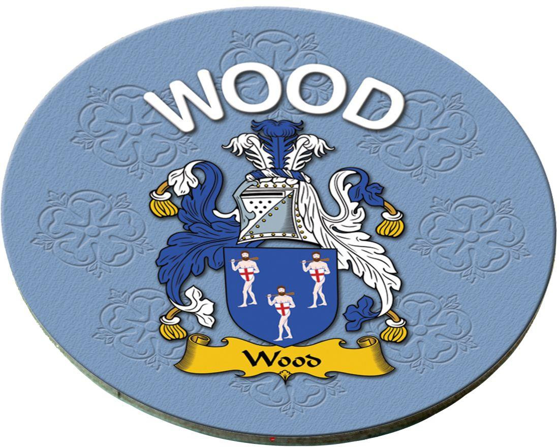 Wood English Ancestry Family Name Round Cork Coasters Set of 4