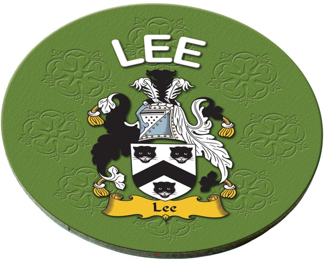 Lee English Ancestry Family Name Round Cork Coasters Set of 4