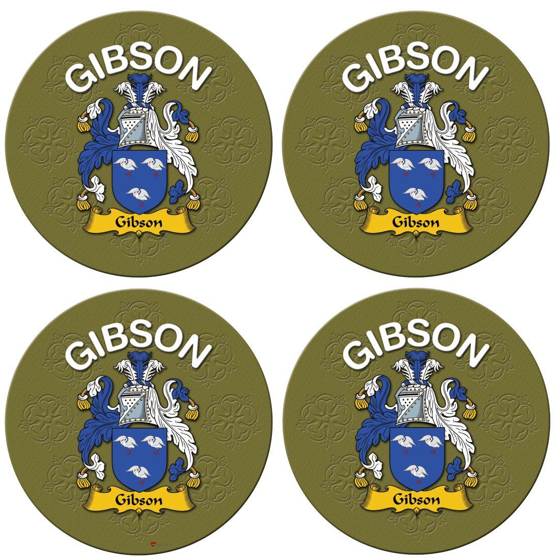 Gibson English Ancestry Family Name Round Cork Coasters Set of 4