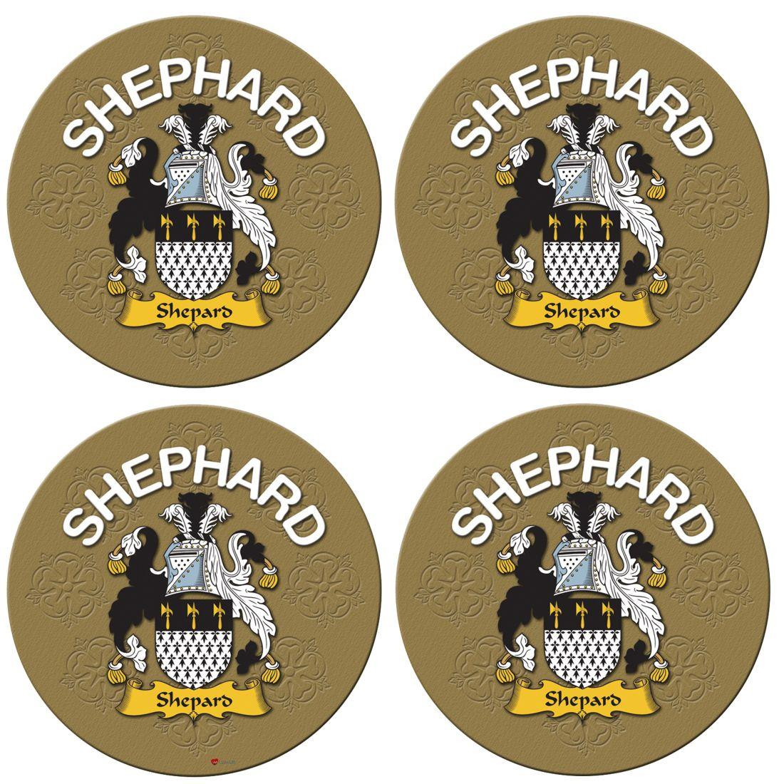 Shephard English Ancestry Family Name Round Cork Coasters Set of 4