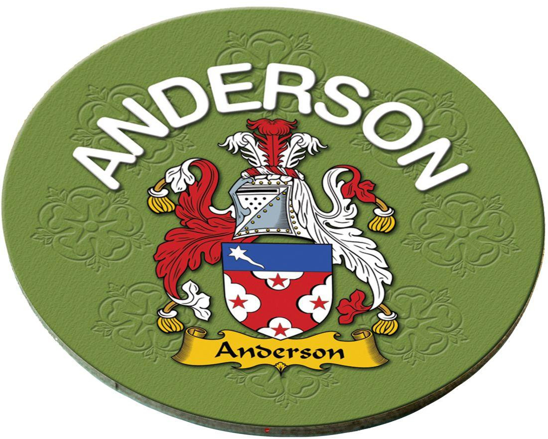 Anderson English Ancestry Family Name Round Cork Coasters Set of 4