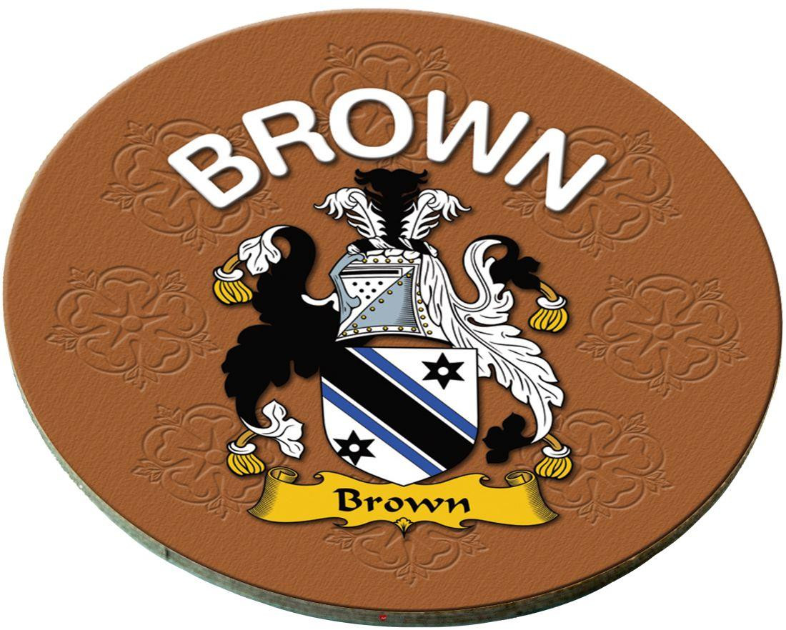Brown English Ancestry Family Name Round Cork Coasters Set of 4