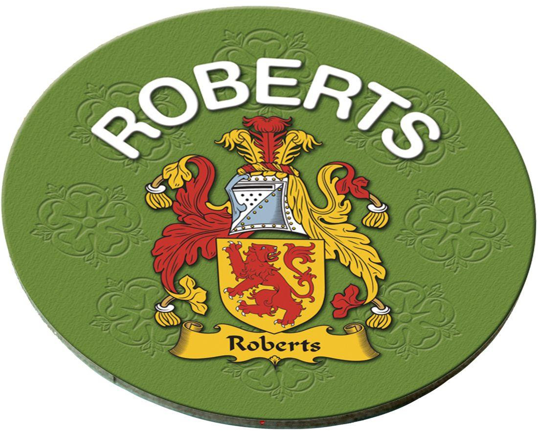 Roberts English Ancestry Family Name Round Cork Coasters Set of 4