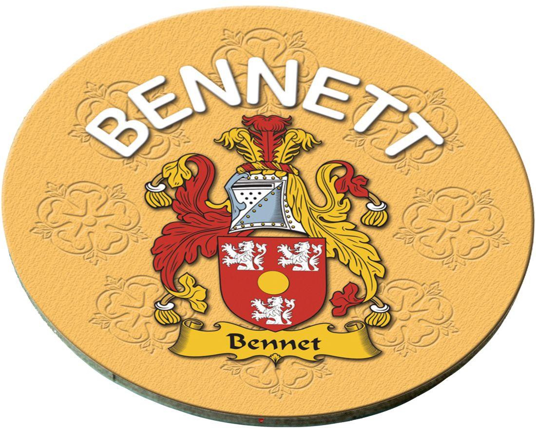 Bennett English Ancestry Family Name Round Cork Coasters Set of 4