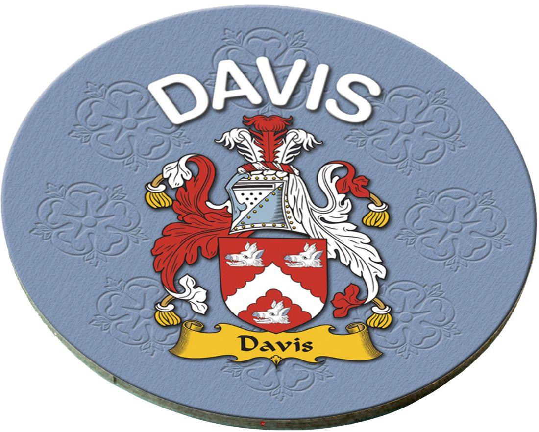 Davis English Ancestry Family Name Round Cork Coasters Set of 4