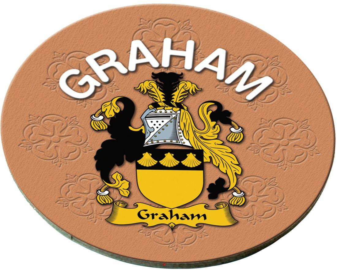 Graham English Ancestry Family Name Round Cork Coasters Set of 4