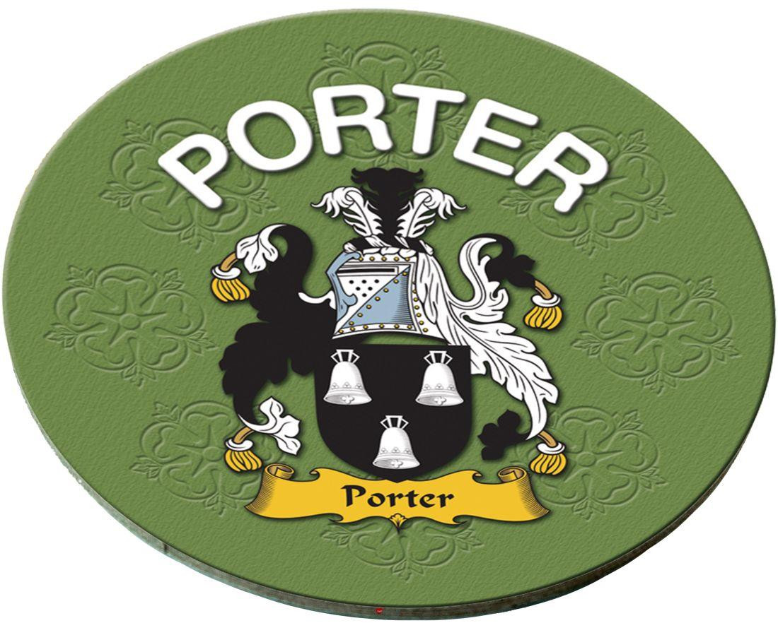 Porter English Ancestry Family Name Round Cork Coasters Set of 4