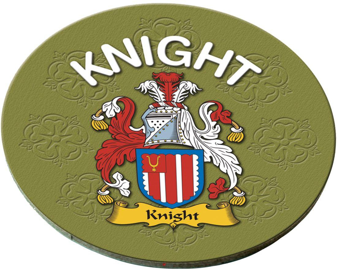 Knight English Ancestry Family Name Round Cork Coasters Set of 4