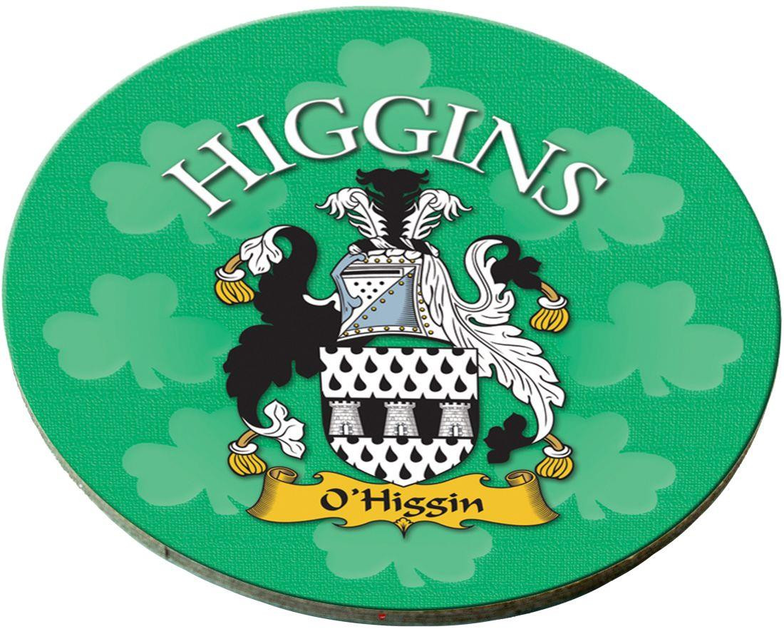 Higgins Irish Clan Name Round Cork Coasters Set of 4 Irish Gift