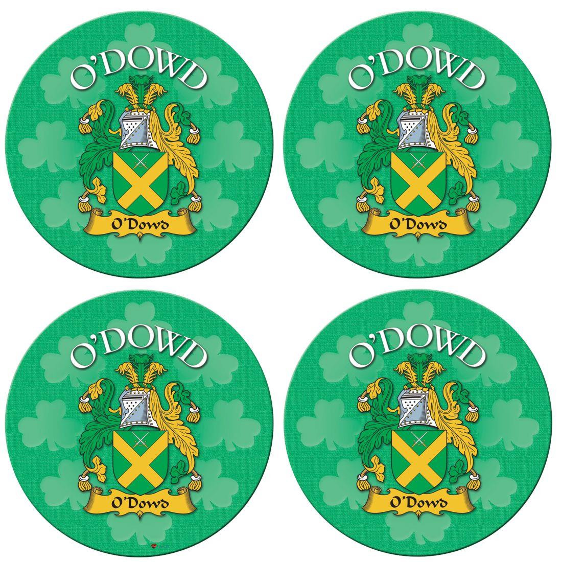 O'Dowd Irish Clan Name Round Cork Coasters Set of 4 Irish Gift