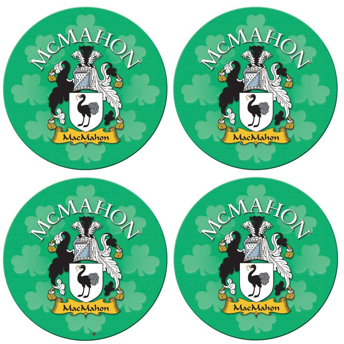 McMahon Irish Clan Name Round Cork Coasters Set of 4 Irish Gift