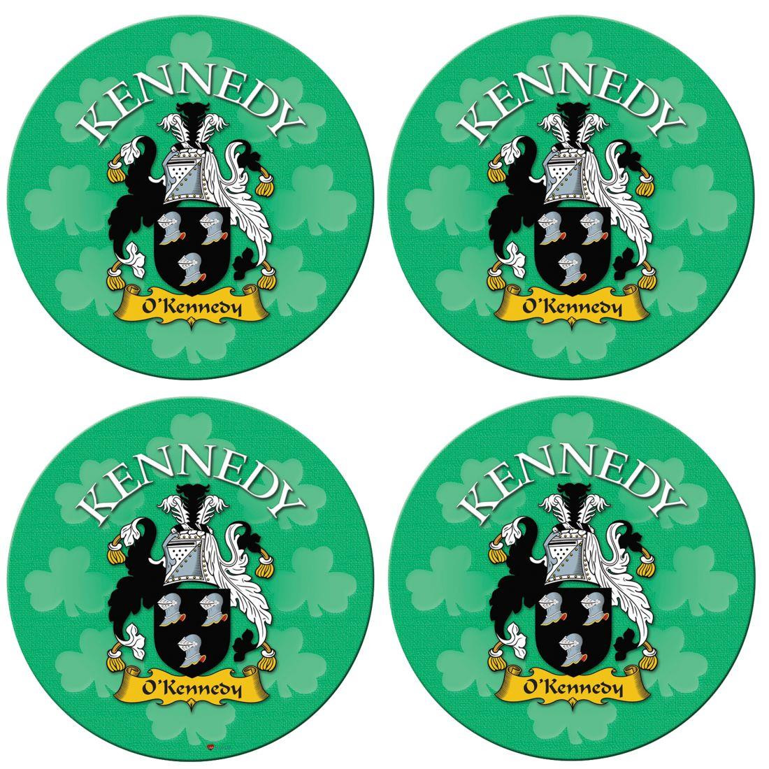 Kennedy Irish Clan Name Round Cork Coasters Set of 4 Irish Gift