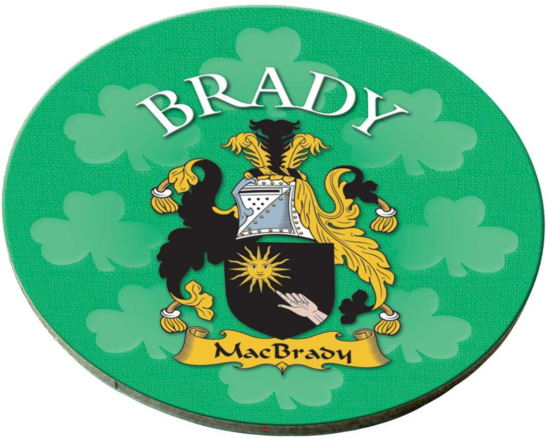 Brady Irish Clan Name Round Cork Coasters Set of 4 Irish Gift