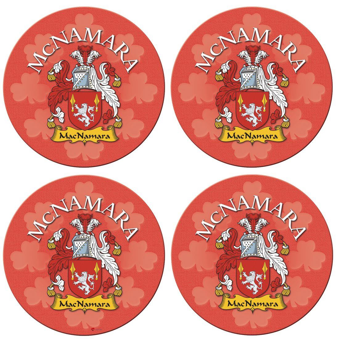McNamara Irish Clan Name Round Cork Coasters Set of 4 Irish Gift
