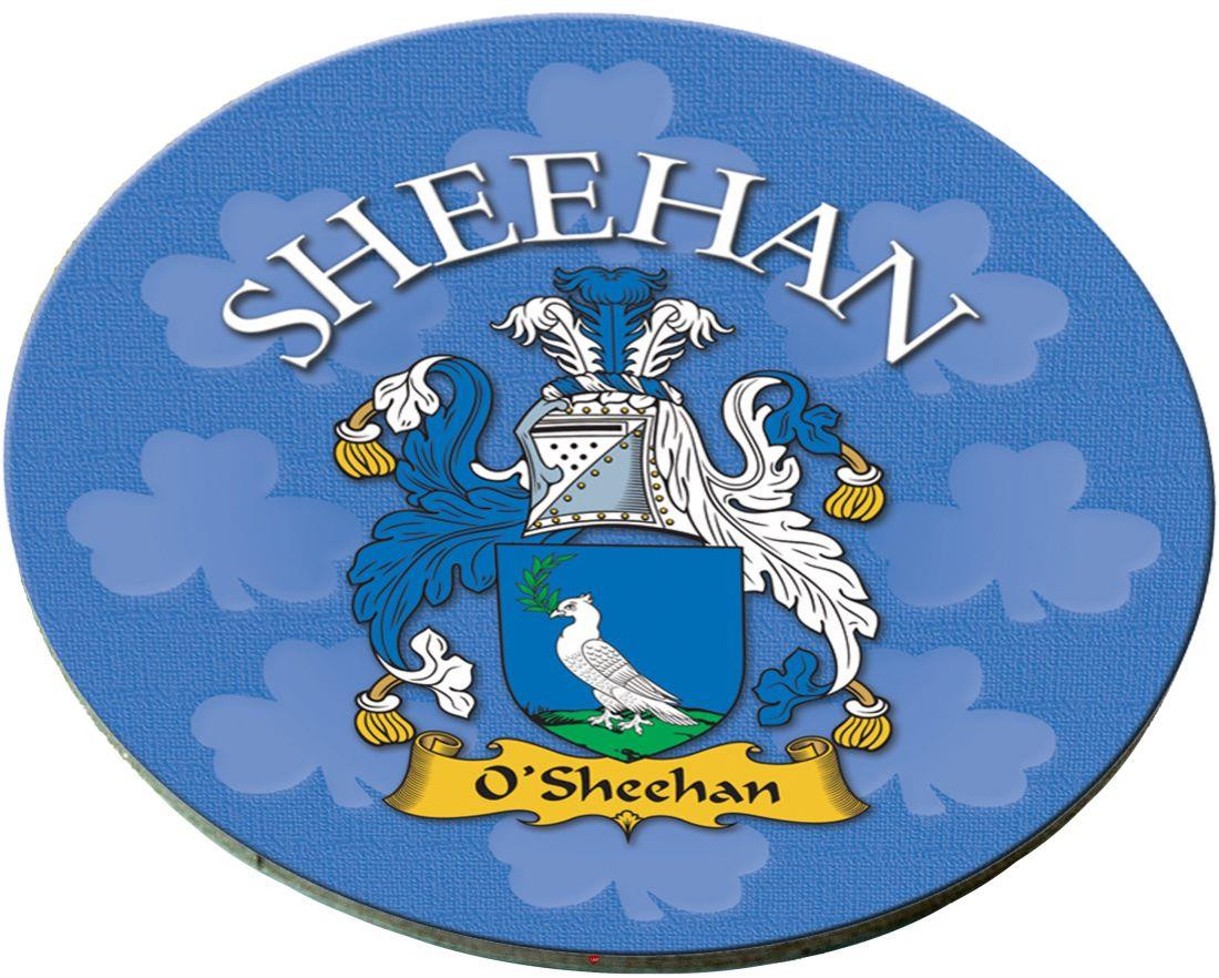Sheehan Irish Clan Name Round Cork Coasters Set of 4 Irish Gift