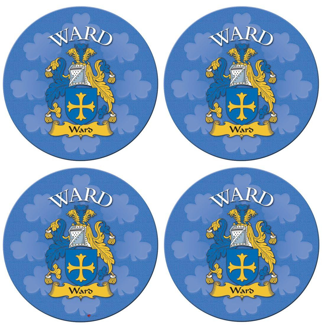 Ward Irish Clan Name Round Cork Coasters Set of 4 Irish Gift