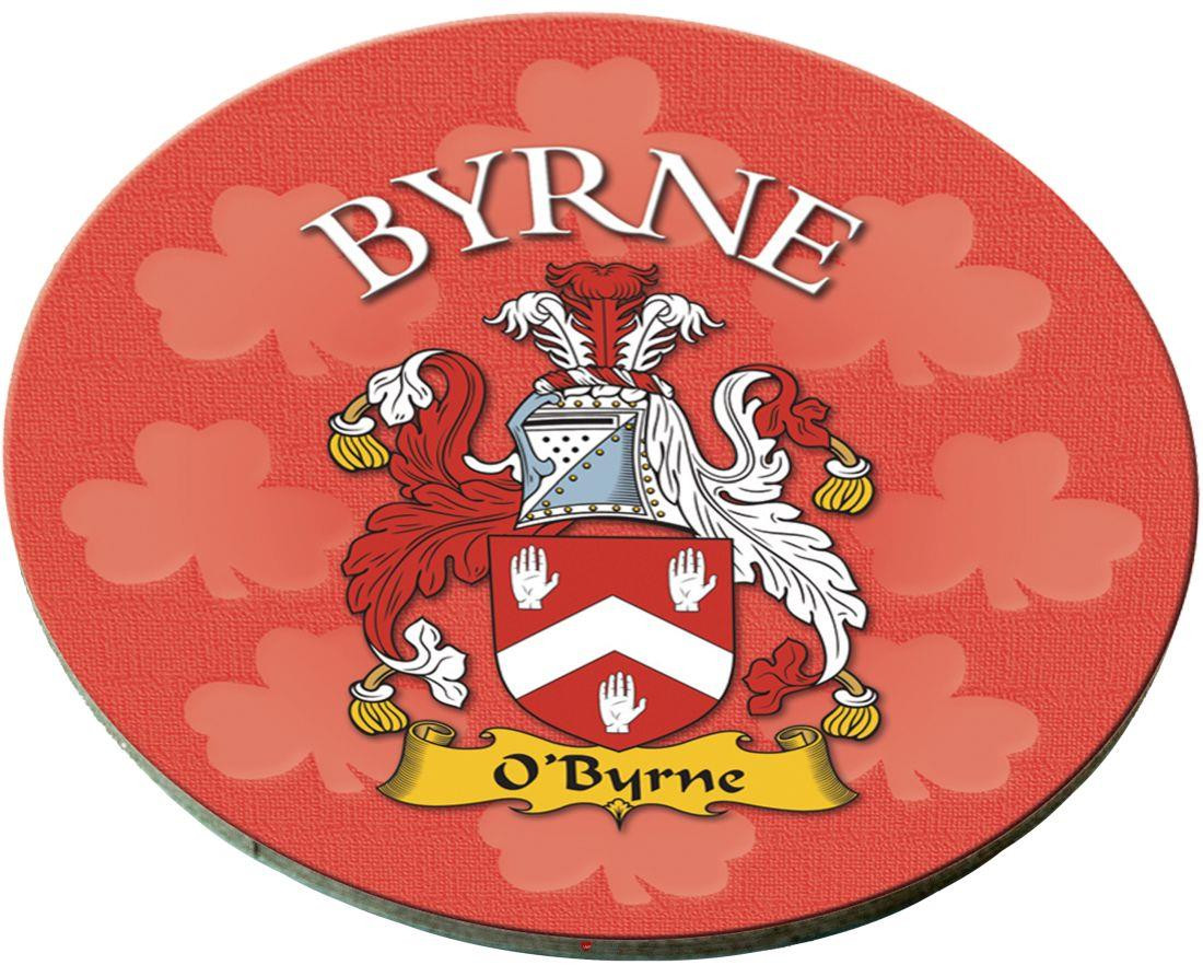 Byrne Irish Clan Name Round Cork Coasters Set of 4 Irish Gift