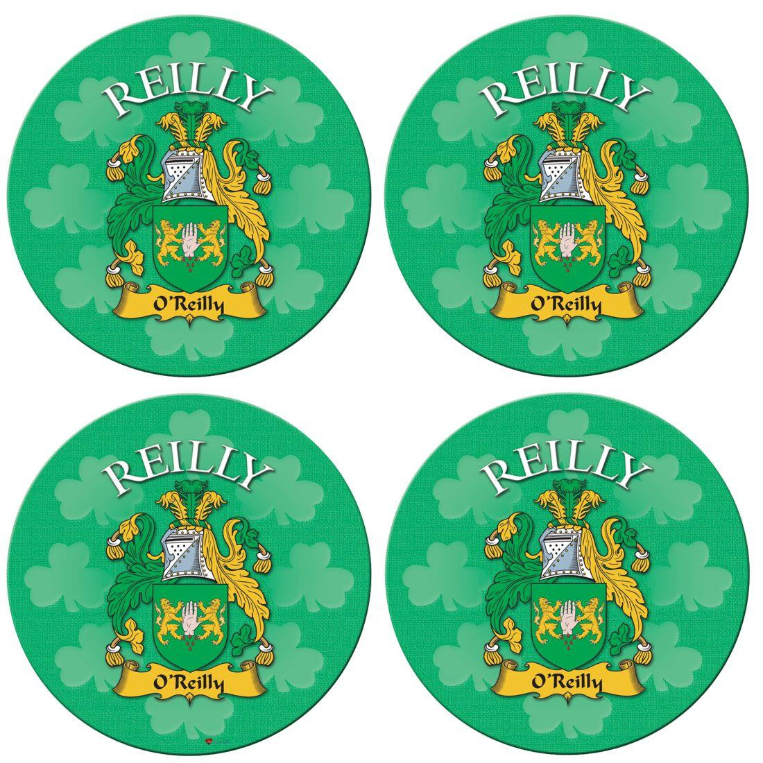 Reilly Irish Clan Name Round Cork Coasters Set of 4 Irish Gift