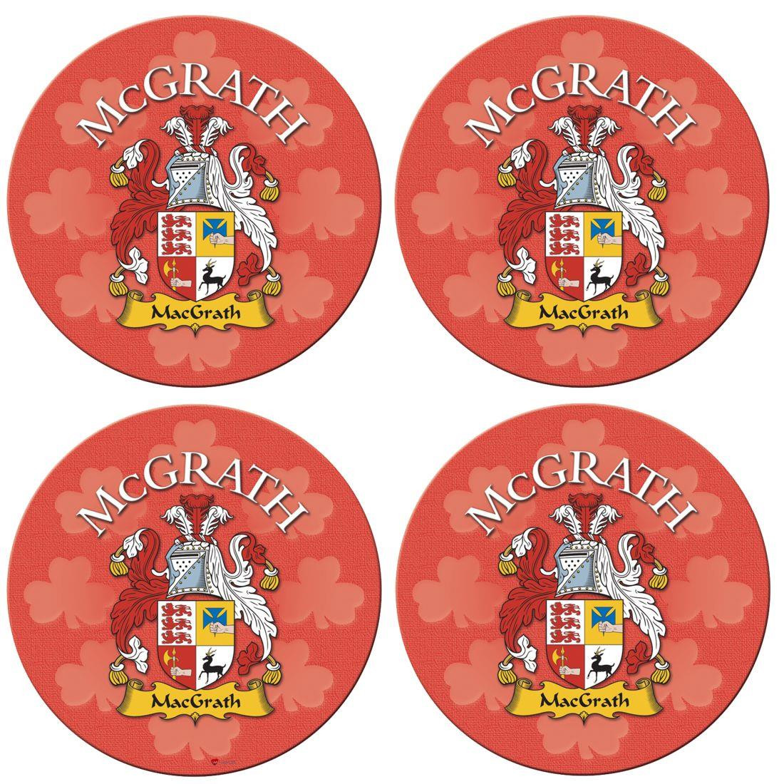 McGrath Irish Clan Name Round Cork Coasters Set of 4 Irish Gift
