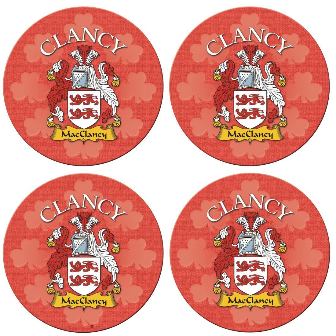 Clancy Irish Clan Name Round Cork Coasters Set of 4 Irish Gift