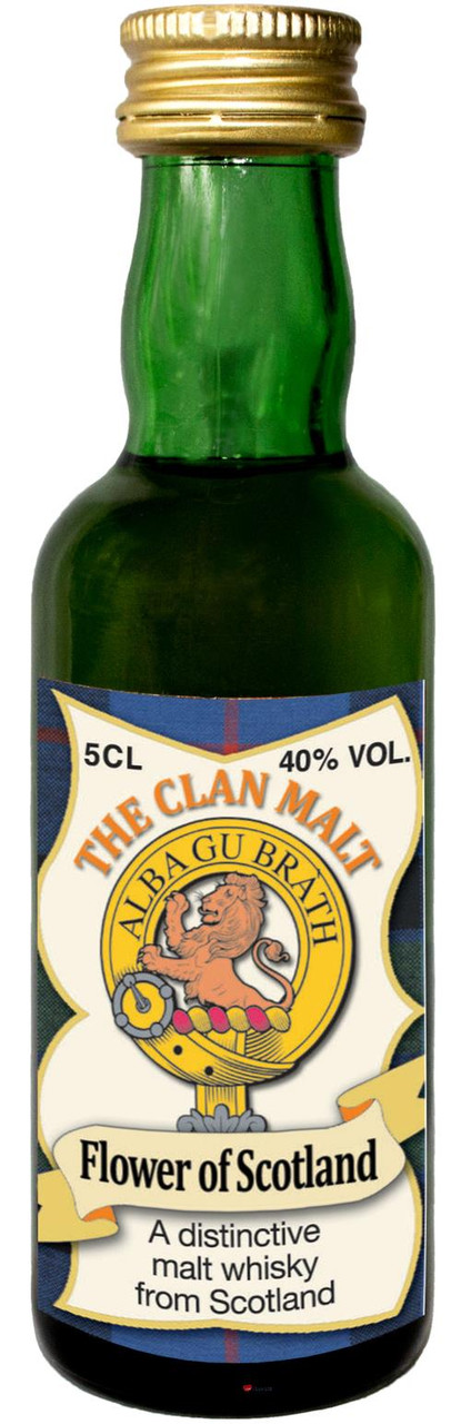 Flower of Scotland Tartan Whisky Collectable Miniature Bottle, Made in Scotland