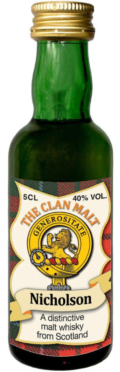 Nicholson Clan Whisky Collectable Miniature Bottle, Made in Scotland