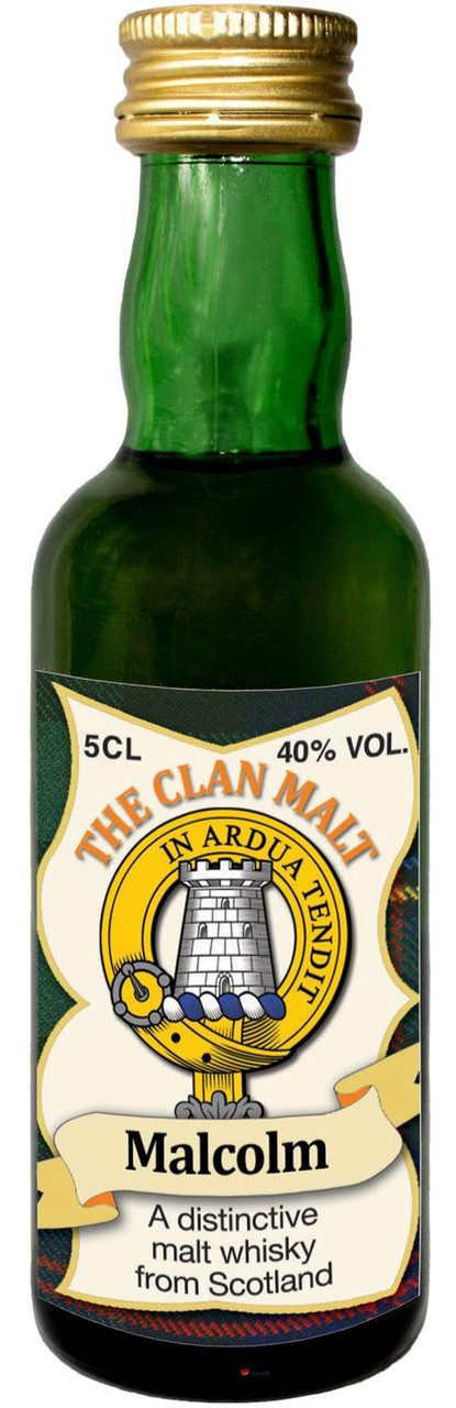 Malcolm Clan Whisky Collectable Miniature Bottle, Made in Scotland