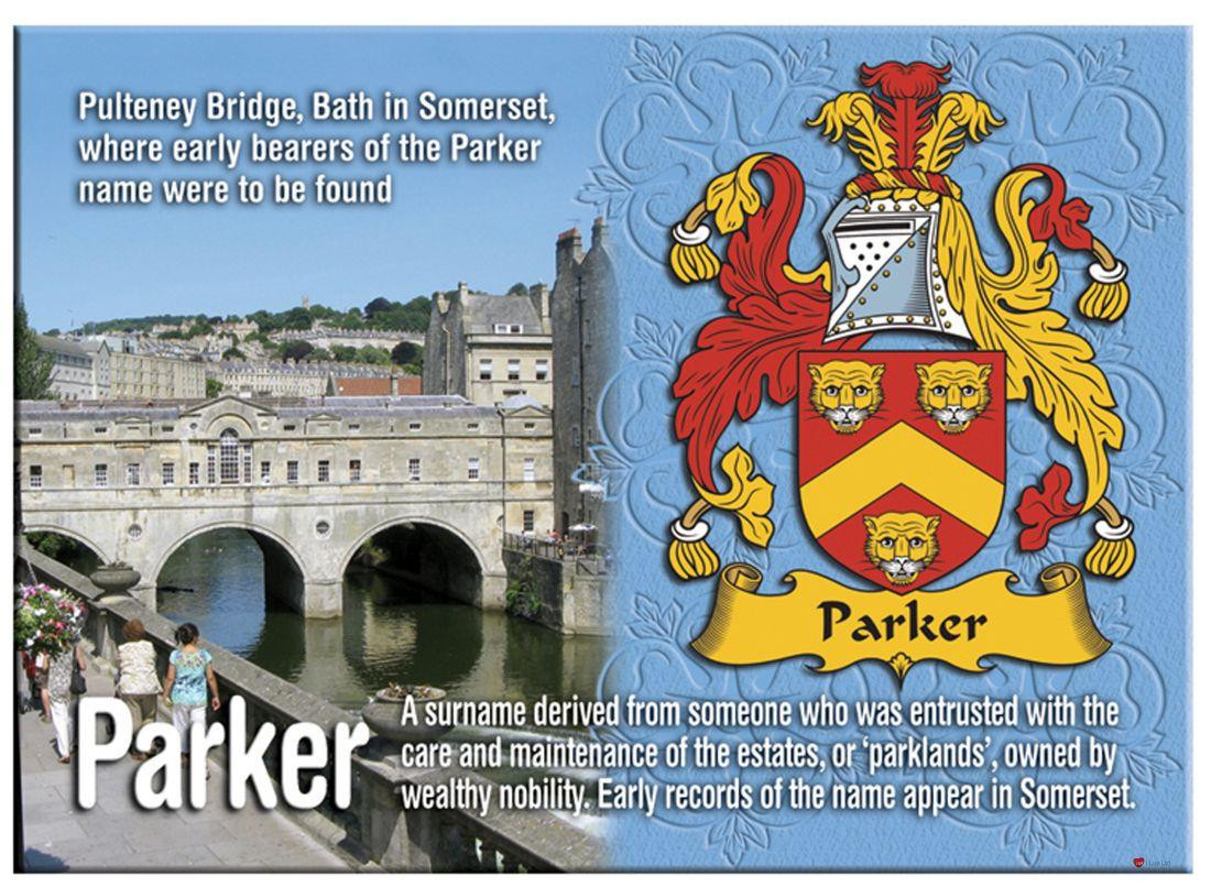 Parker English Ancestry Family Name Metallic Picture Magnet Souvenir Gift
