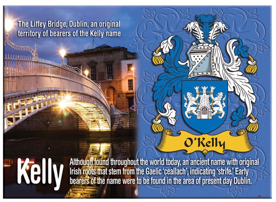 Kelly English Ancestry Family Name Metallic Picture Magnet Souvenir Gift