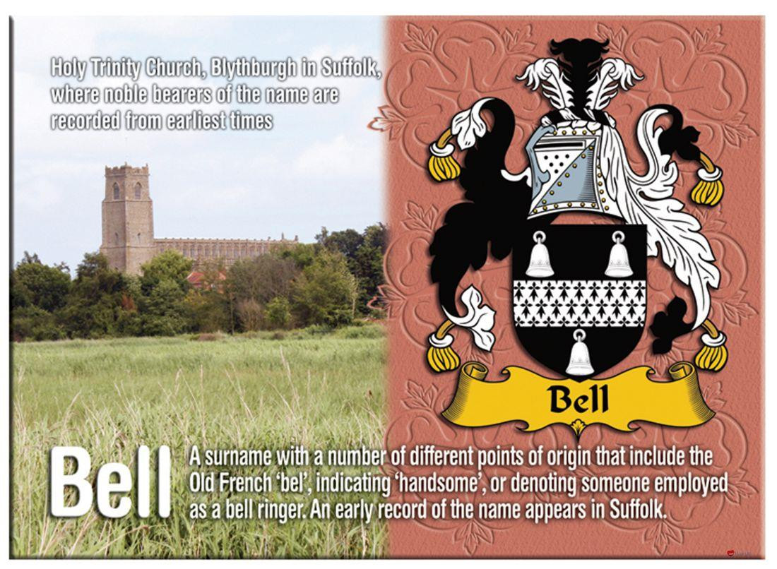 Bell English Ancestry Family Name Metallic Picture Magnet Souvenir Gift
