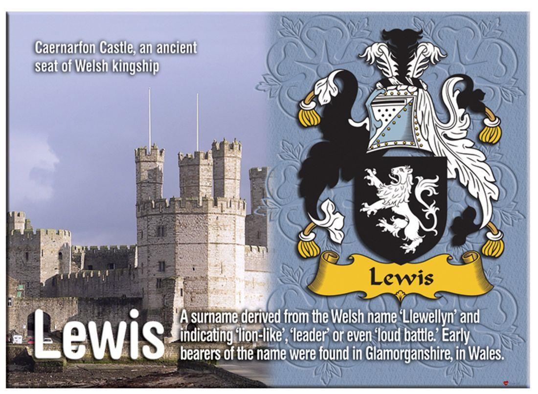 Lewis English Ancestry Family Name Metallic Picture Magnet Souvenir Gift