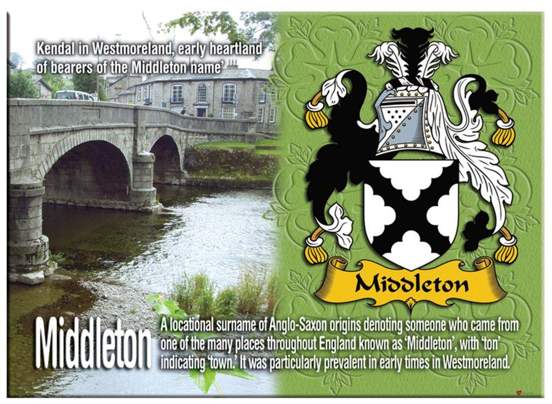 Middleton English Ancestry Family Name Metallic Picture Magnet Souvenir Gift