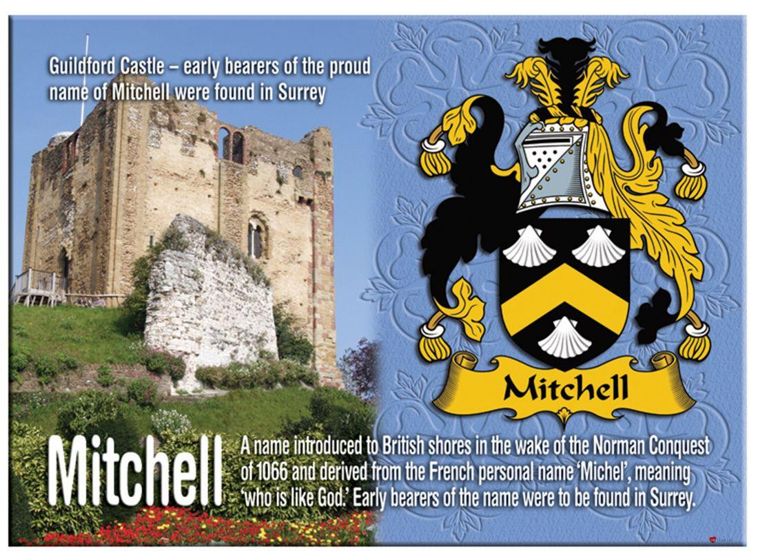 Mitchell English Ancestry Family Name Metallic Picture Magnet Souvenir Gift