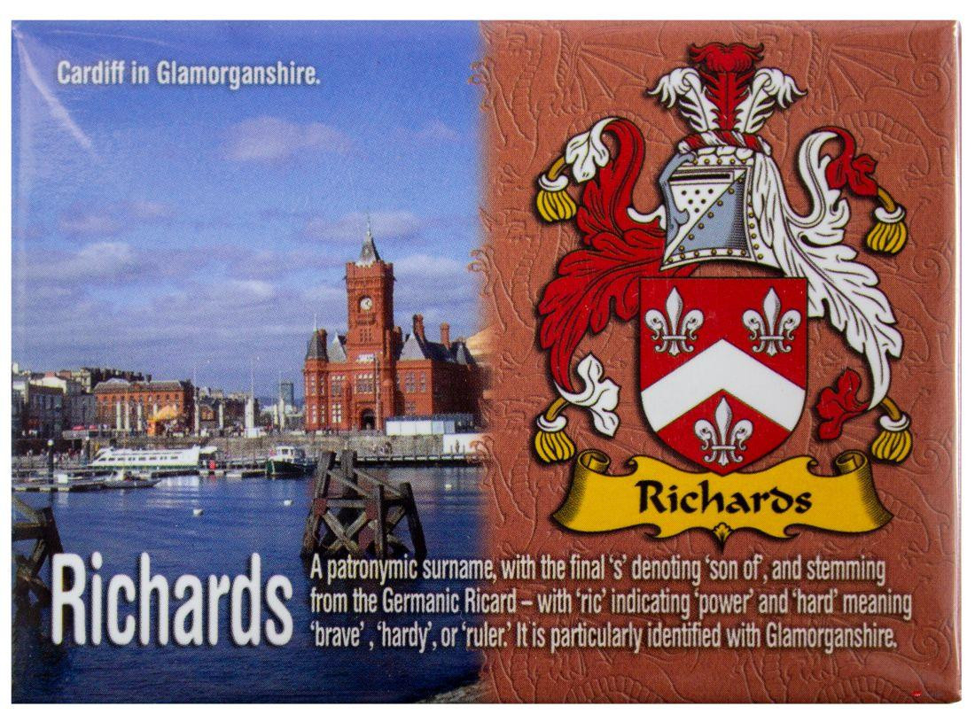 Richards Welsh Ancestry Family Name Metallic Picture Magnet