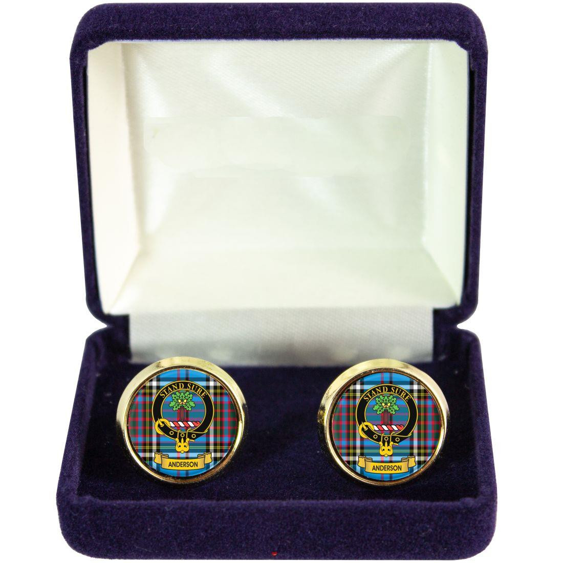 Scottish Clan Mens Cufflinks Anderson Clan Crest Product Of Scotland Gold Colour