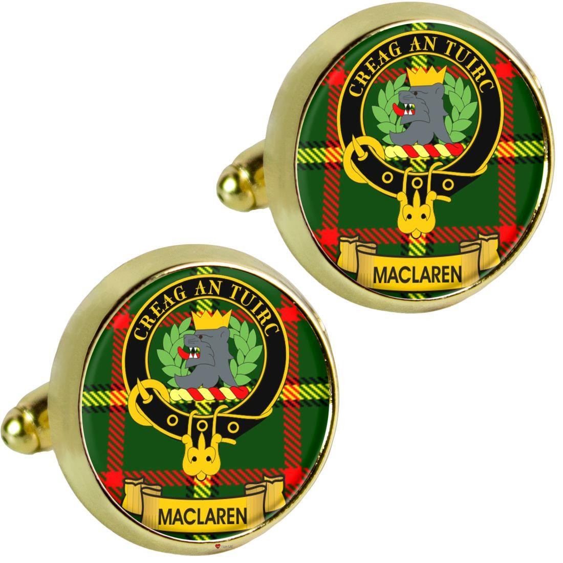 Scottish Clan Mens Cufflinks Maclaren Clan Crest Product Of Scotland Gold Colour