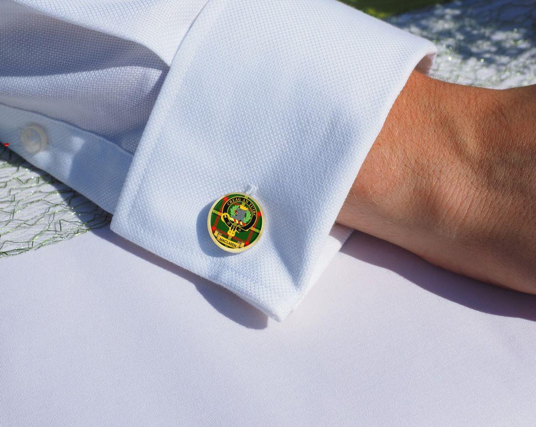 Scottish Clan Mens Cufflinks Maclaren Clan Crest Product Of Scotland Gold Colour