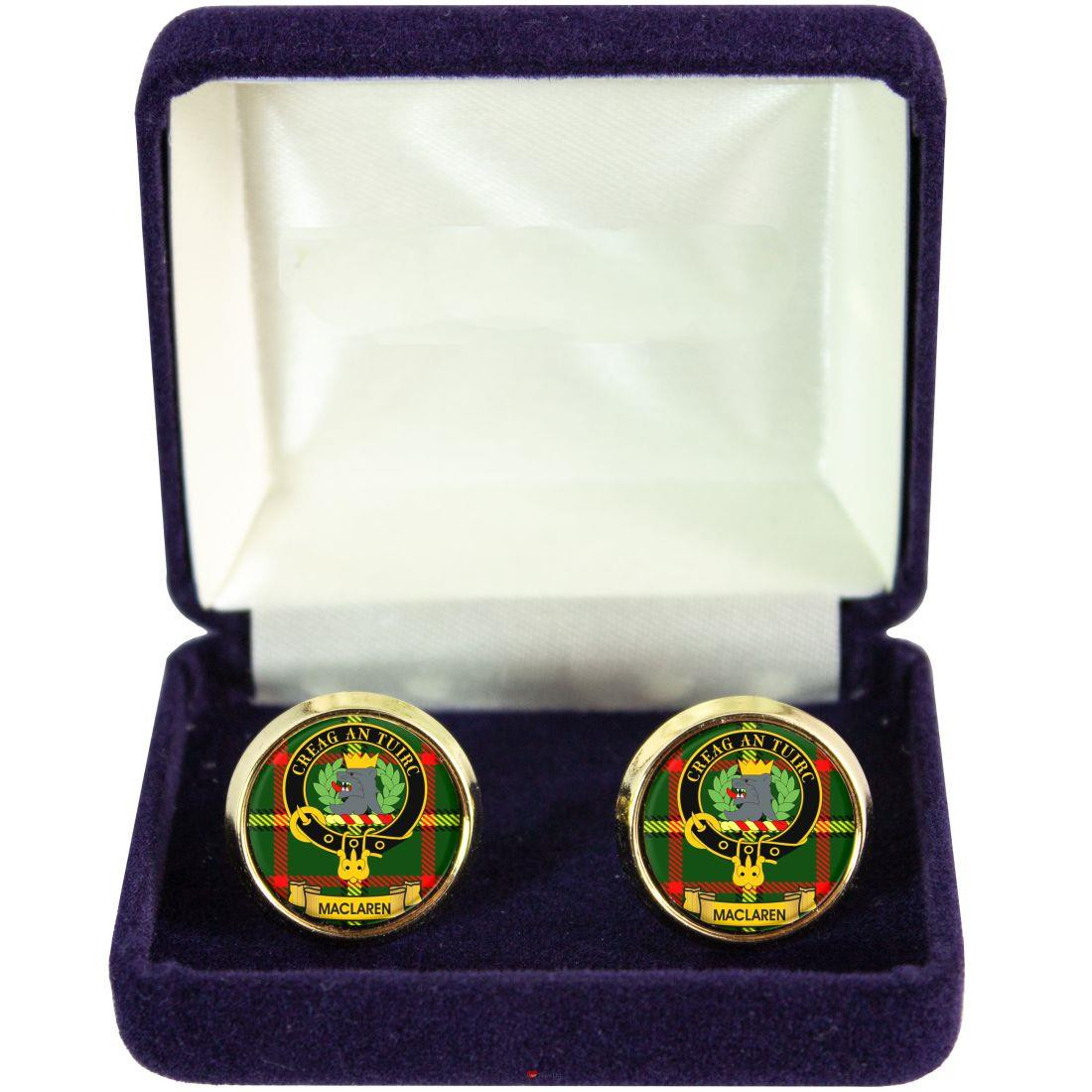 Scottish Clan Mens Cufflinks Maclaren Clan Crest Product Of Scotland Gold Colour