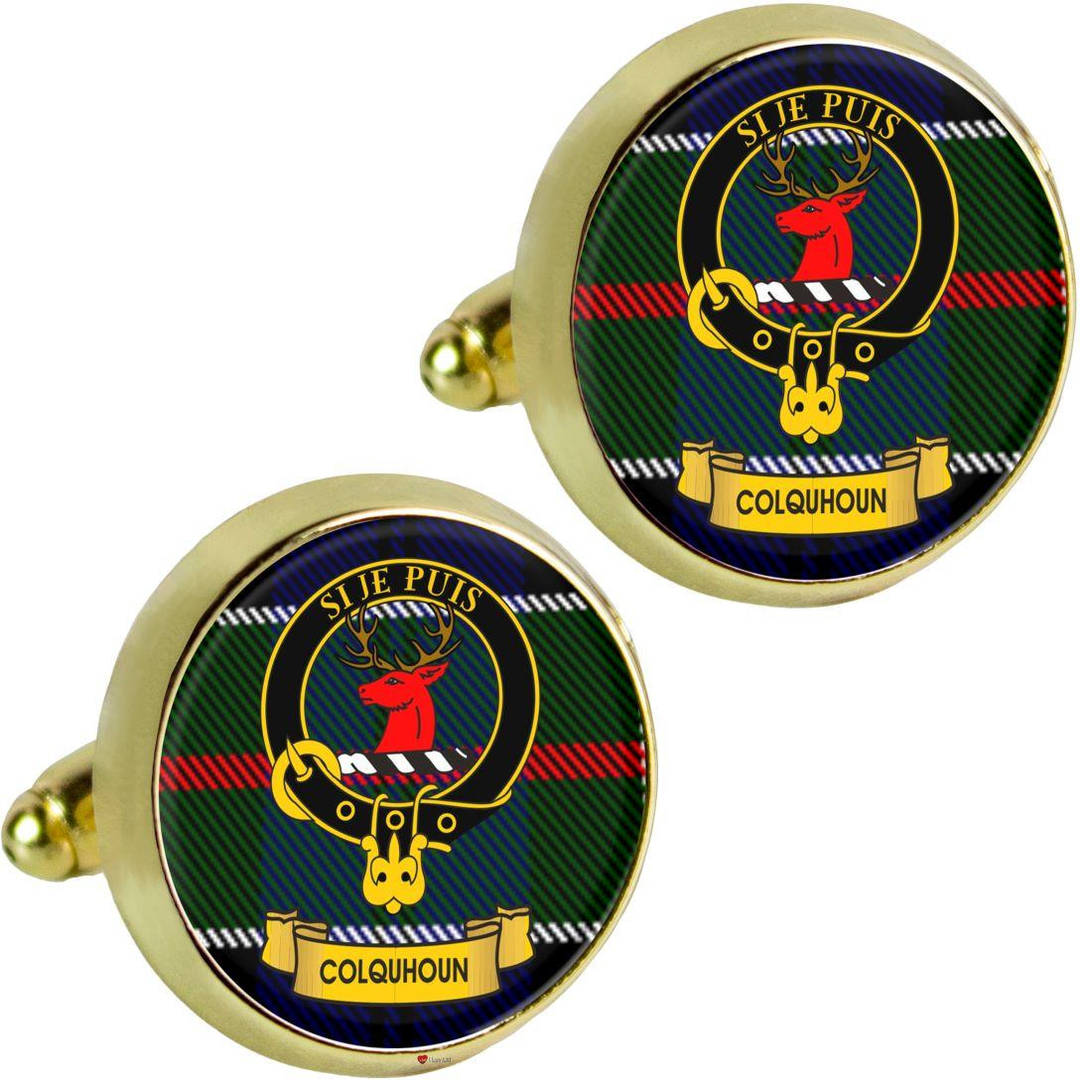 Scottish Clan Mens Cufflinks Colquhoun Clan Crest Product Of Scotland Gold Colour