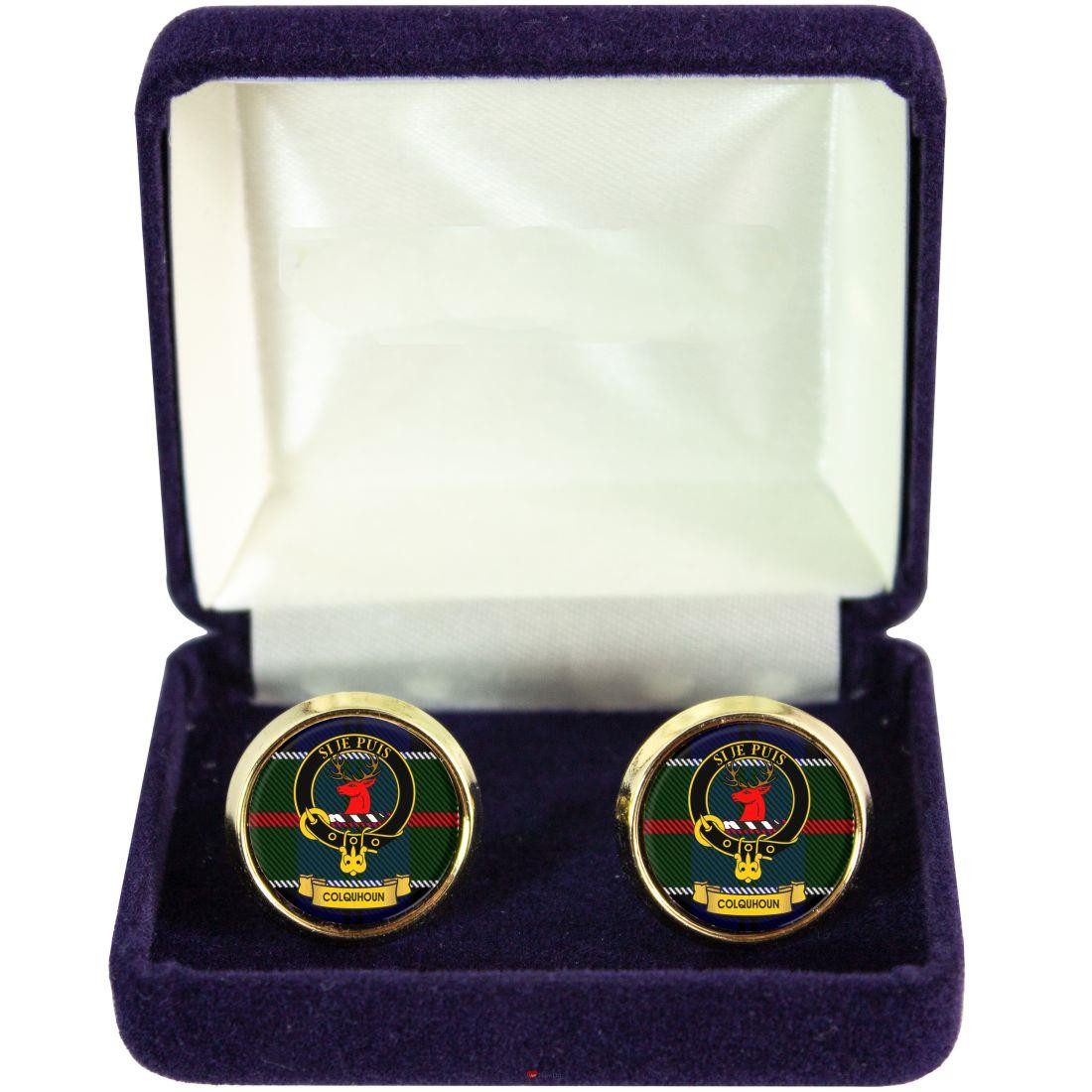 Scottish Clan Mens Cufflinks Colquhoun Clan Crest Product Of Scotland Gold Colour