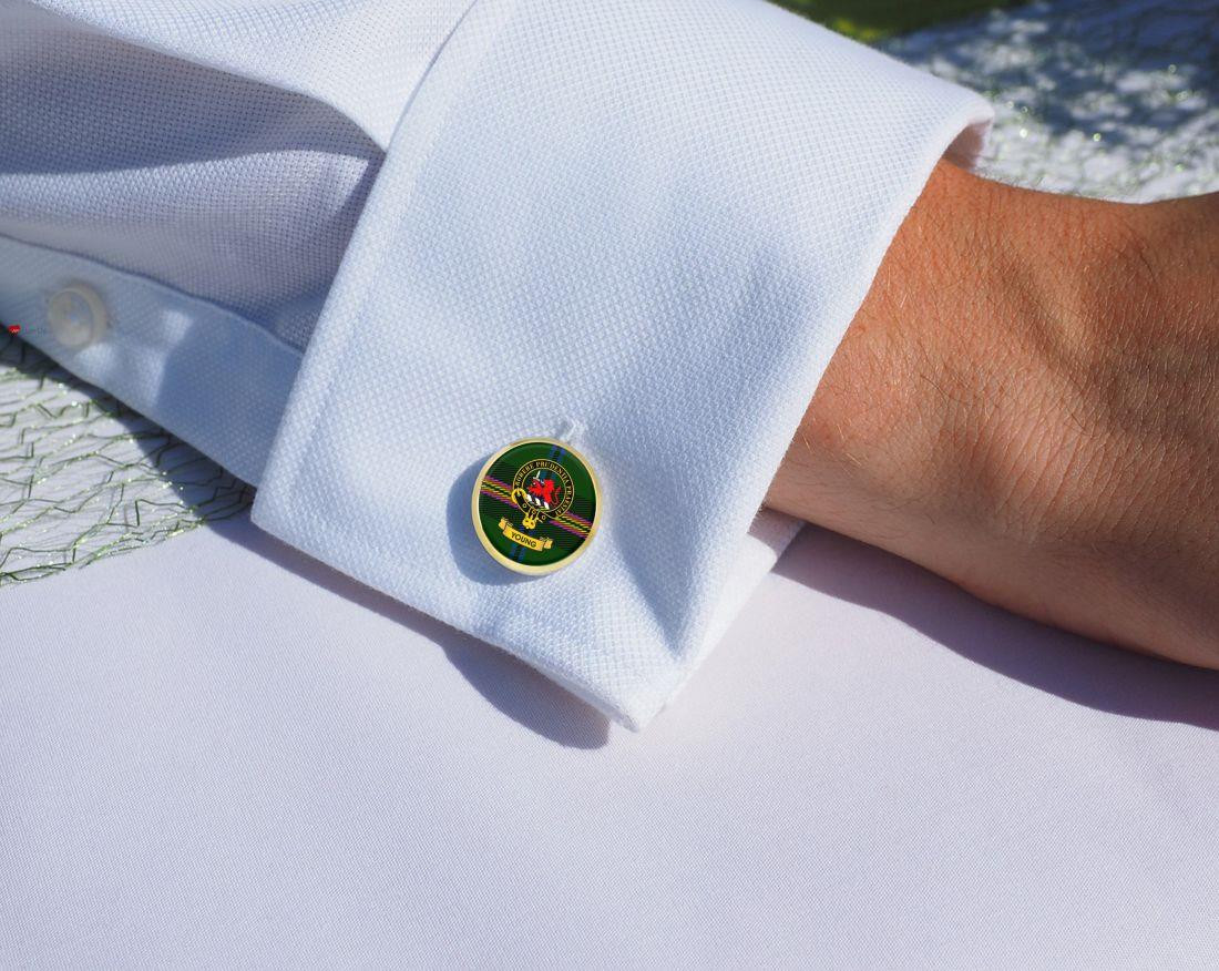 Scottish Clan Mens Cufflinks Young Clan Crest Product Of Scotland Gold Colour