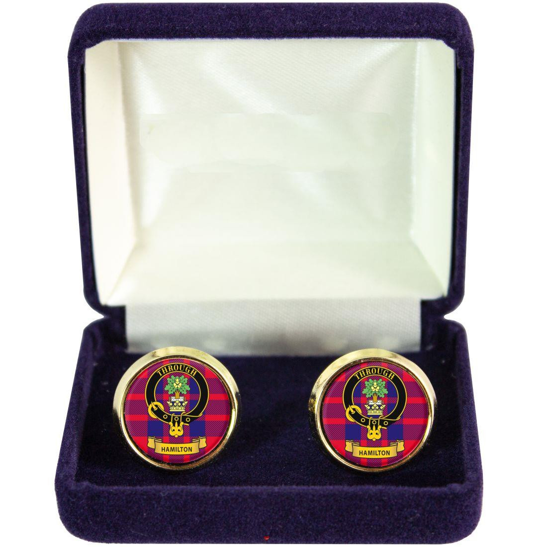 Scottish Clan Mens Cufflinks Hamilton Clan Crest Product Of Scotland Gold Colour