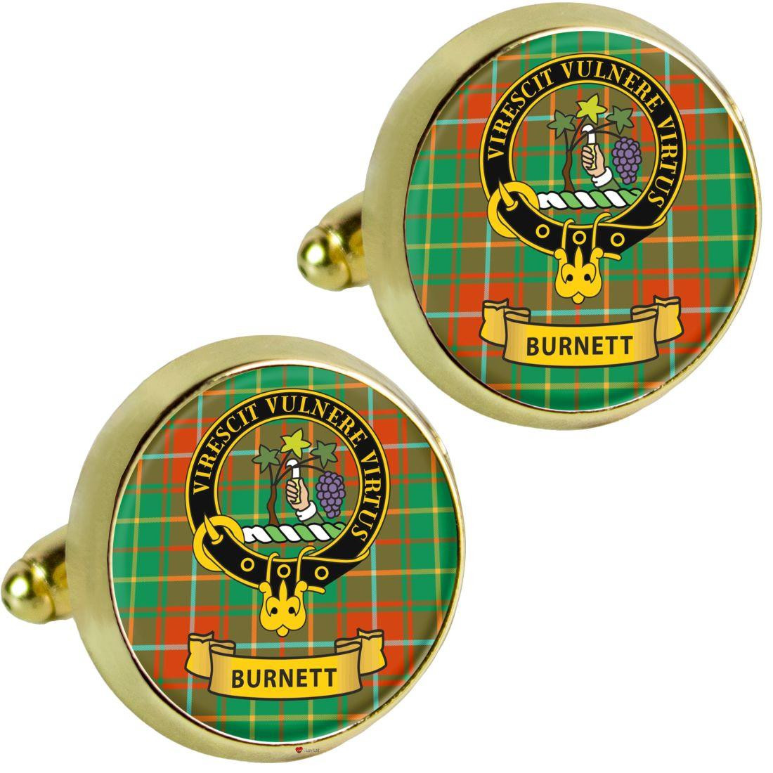 Scottish Clan Mens Cufflinks Burnett Clan Crest Product Of Scotland Gold Colour