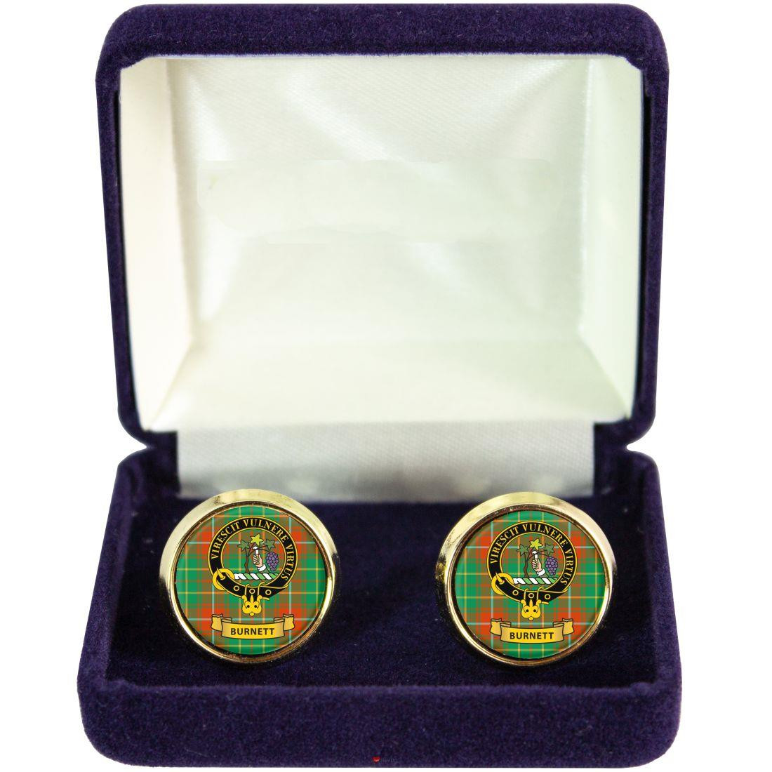 Scottish Clan Mens Cufflinks Burnett Clan Crest Product Of Scotland Gold Colour