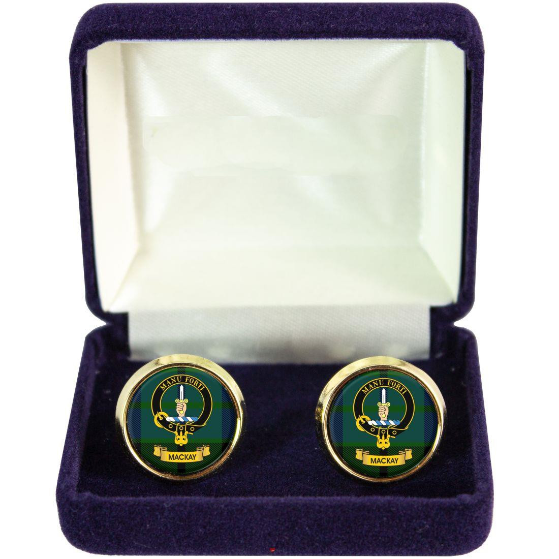 Scottish Clan Mens Cufflinks Mackay Clan Crest Product Of Scotland Gold Colour