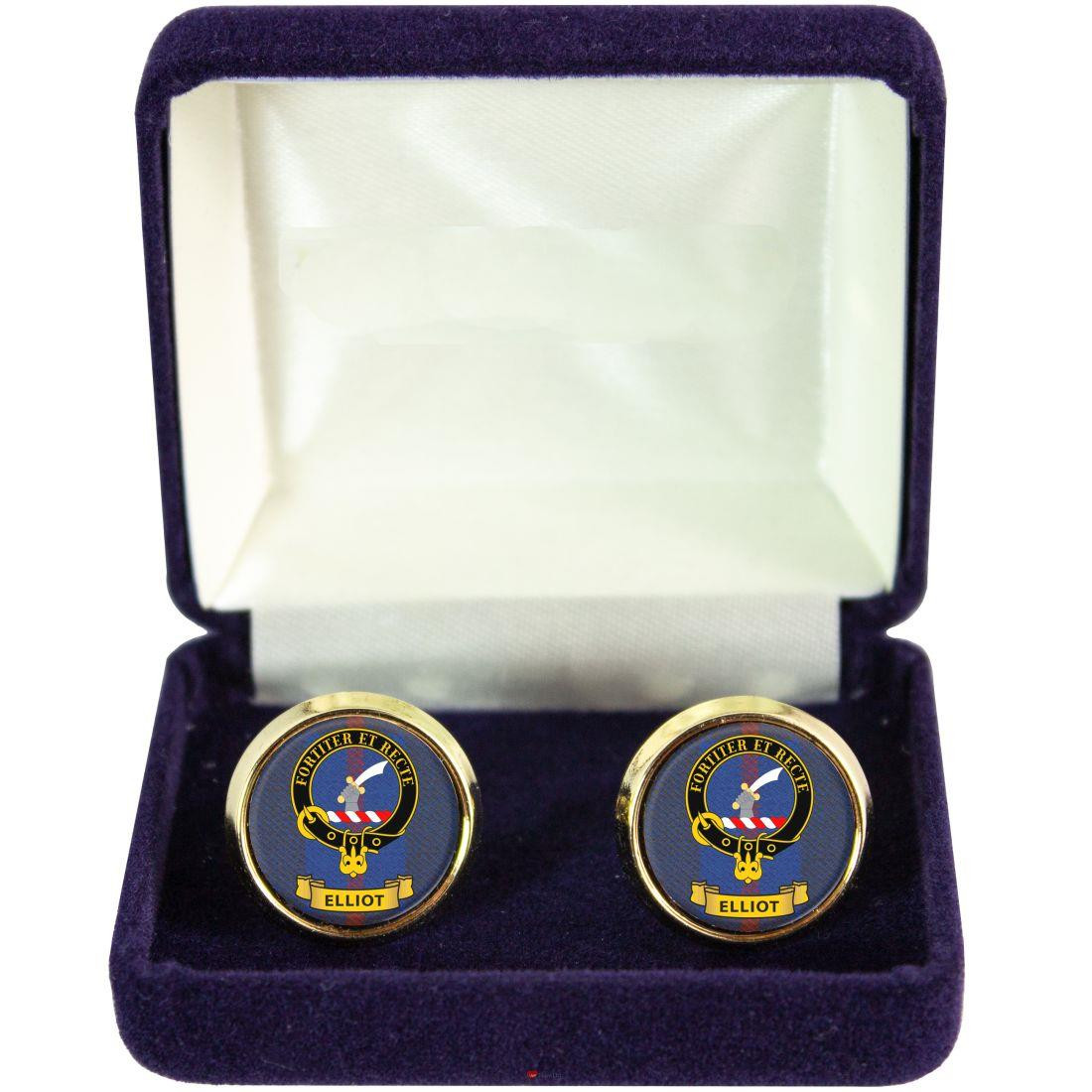 Scottish Clan Mens Cufflinks Elliot Clan Crest Product Of Scotland Gold Colour