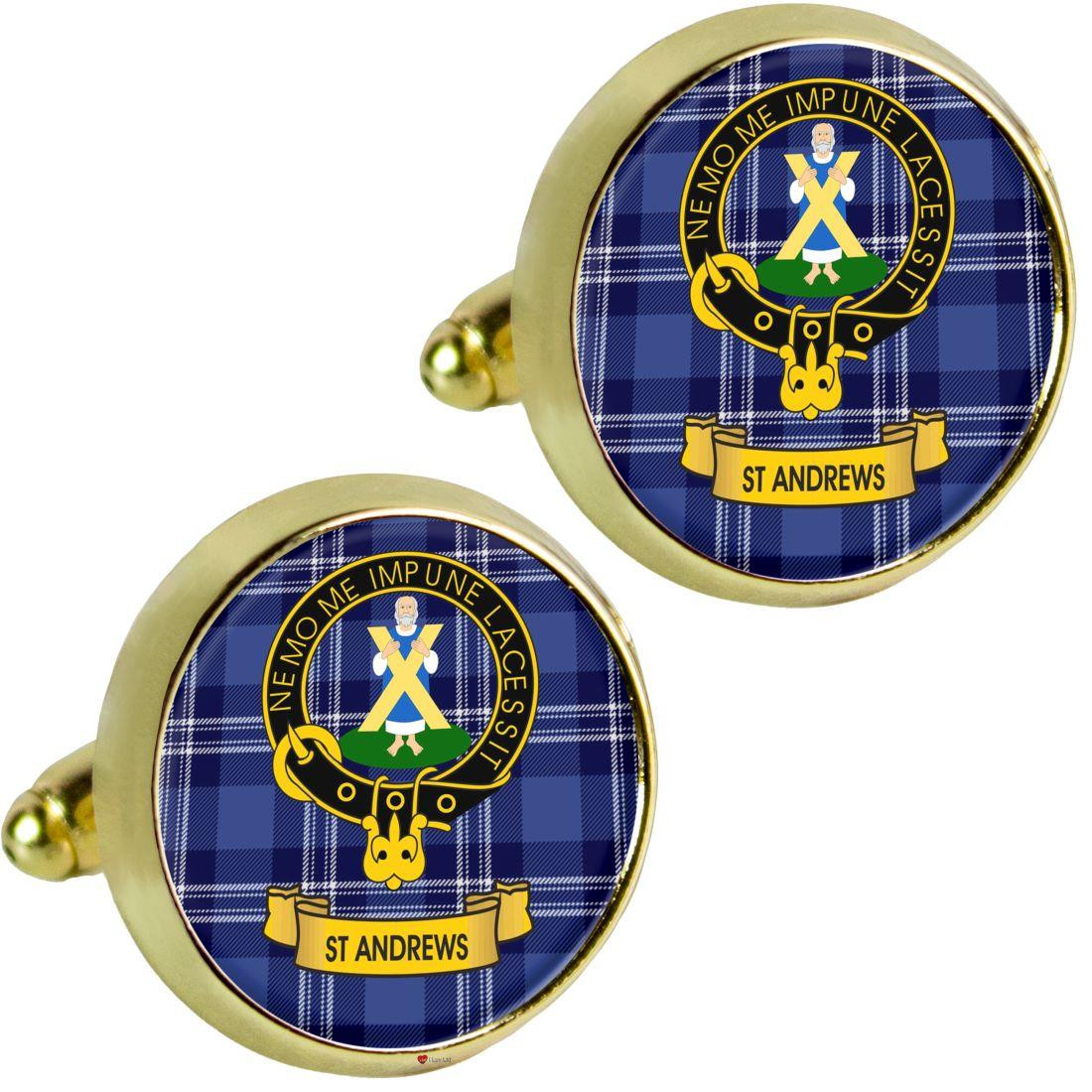 Scottish Clan Mens Cufflinks St Andrews Clan Crest Product Of Scotland Gold Colour