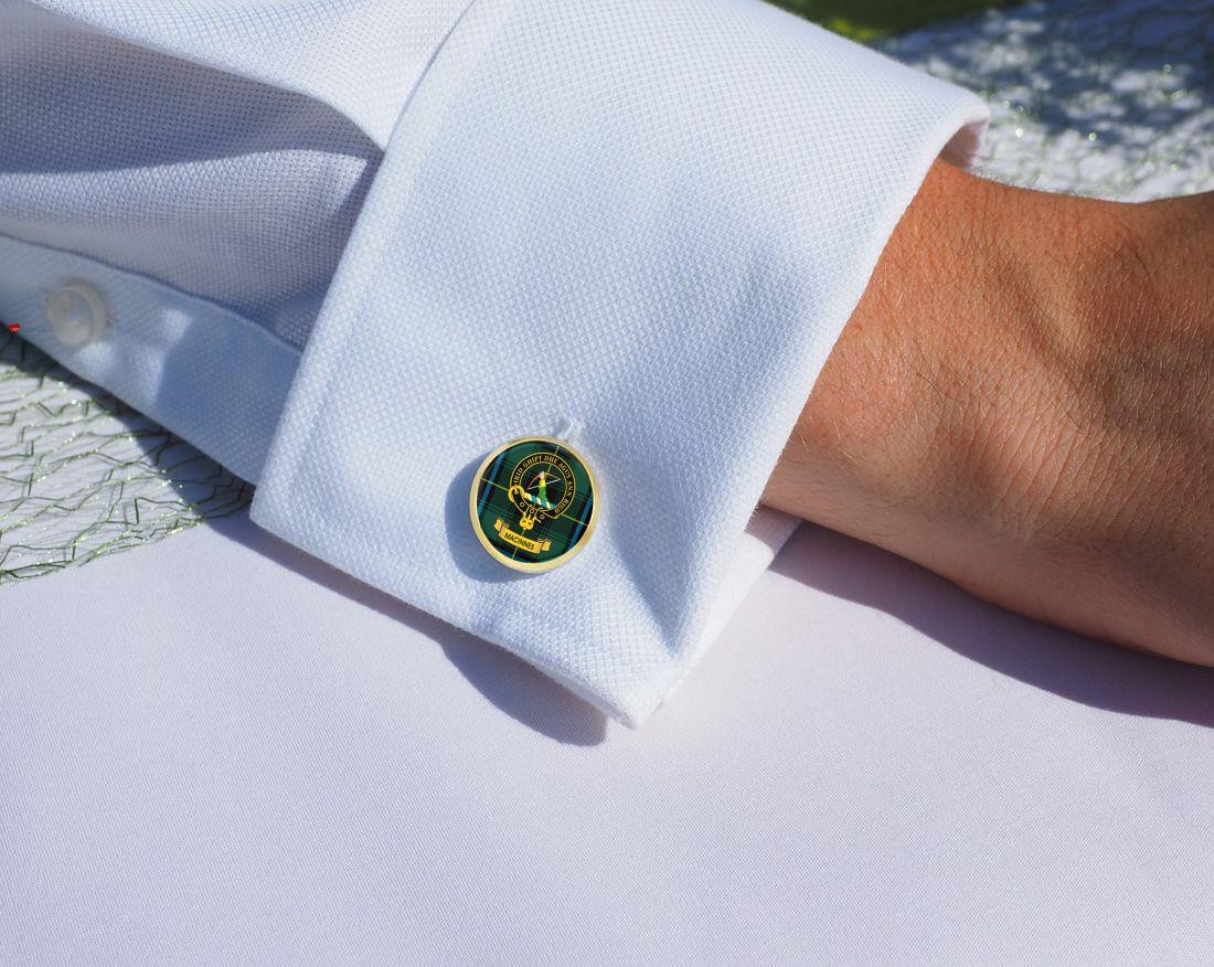 Scottish Clan Mens Cufflinks Macinnes Clan Crest Product Of Scotland Gold Colour